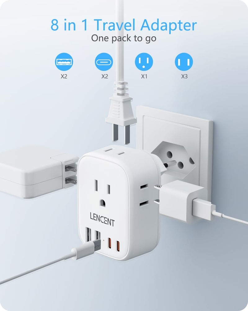 Lencent Switzerland Travel Plug Adapter, Swiss Power Adaptor with 4 American Outlets, 4 USB Charger(2 USB C), Type J Plug Converter for US to Switzerland, Liechtenstein, Rwanda, Safe Grounded - Image 3